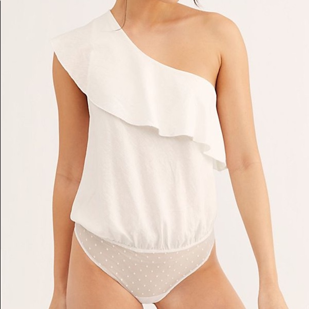 Free People Intimately White Happy Hour Bodysuit S